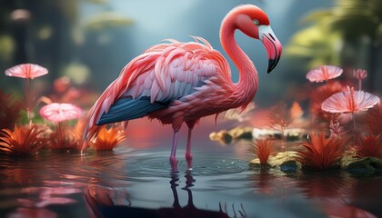 flamingo in the water