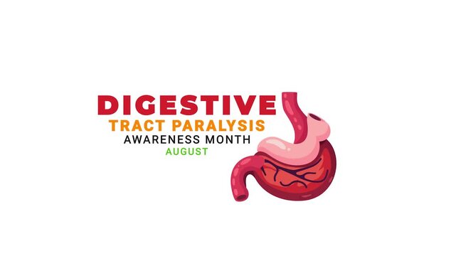 Digestive tract paralysis awareness month. Stomach icon Motion.