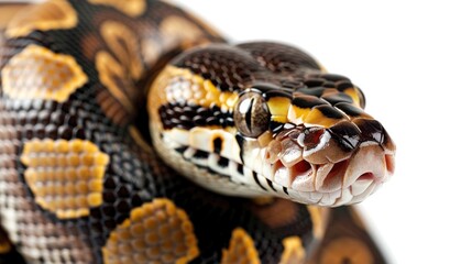 Fototapeta premium Ball python with silver markings on white background