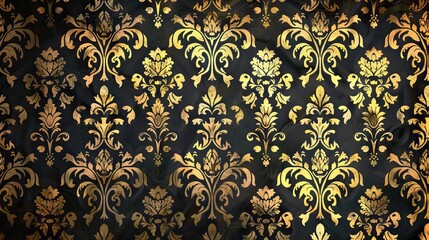 wallpaper 3d classic golden and black . 3d illustration. AI generated illustration