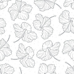 Series of seamless flower pattern motif galore in rustic floral scandinavian outline line for textile fabric wallpaper paper wrap print