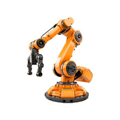 Orange robotic arm. Isolated on transparent background.