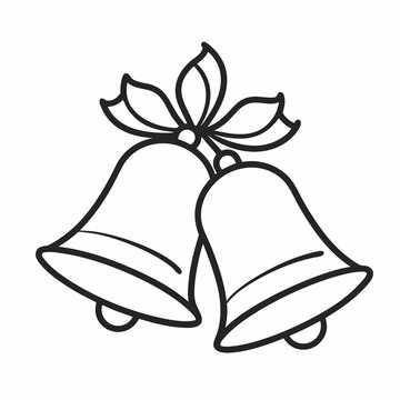 recommend clip art: line art holy christmas two bell in white vector illustration