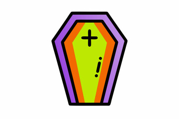 Vector Line Art Halloween Coffin Icon