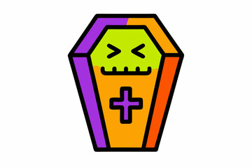 Vector Line Art Halloween Coffin Icon