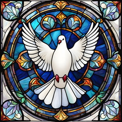 White dove stained glass
