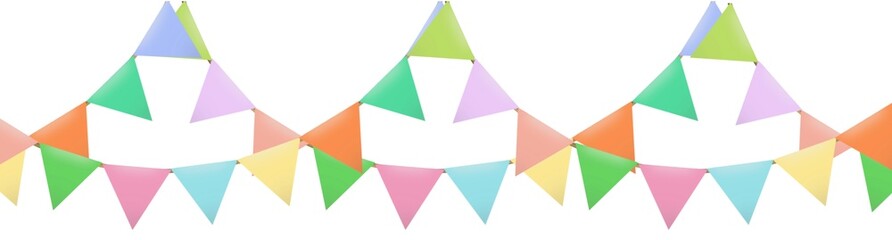 The garland triangular sweet colorful flags swag on curve string cross with each other