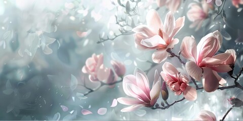 Obraz premium Magnolia flowers background. AI generation