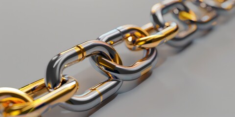 Fototapeta premium Gold Element Metal Chain close up. Ai generation.