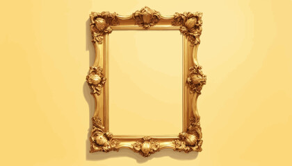 Golden ornate wall mirror with intricate design