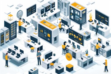 Obraz premium Isometric Illustration of a Modern Office Space