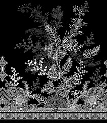 black and white floral background seamless beautiful wallpaper cards boder design floral leaf vintage ornament Victorian ethnic print