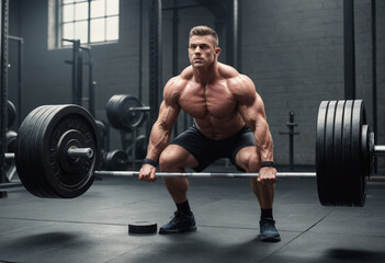 Fototapeta premium Weightlifters lifting barbells 