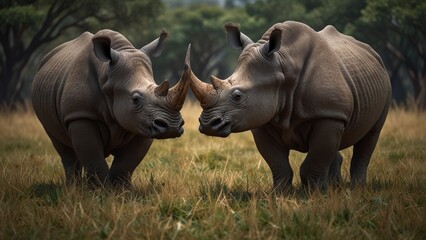 Obraz premium Majestic Rhinos in the Wild