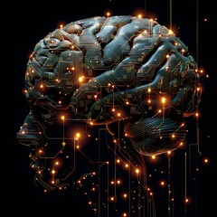 Interconnected Brain Circuitry Representing Futuristic Bioengineering Concepts