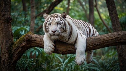 Obraz premium Majestic White Tiger in Nature