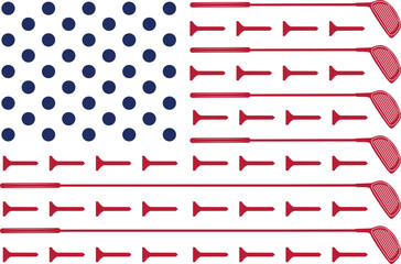  Golf American Flag, US flag, Golf Flag vector file
