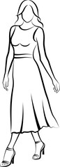 Sketch of Sexy Woman In Dress. Vector illustration