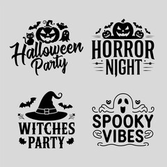 Halloween set. Typography poster. Calligraphy lettering vector illustration