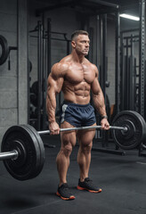 Fototapeta premium Weightlifters lifting barbells 