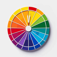 Obraz premium Colorful Clock with Hands and Colorful Sector Markers