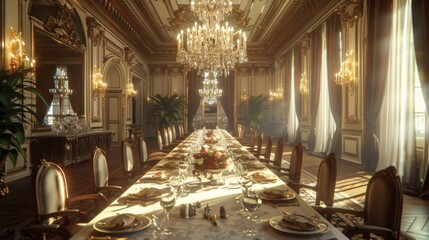 Fototapeta premium Elegant Dining Room in a Grand Mansion