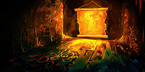 Golden Country's Forbidden Dream - A desolate room with a map pinned to the wall, the 'Golden Country' marked in gold leaf, a single tear rolling down its surface.