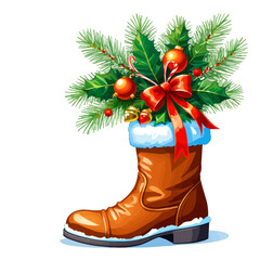 Christmas Boot with Festive Decorations