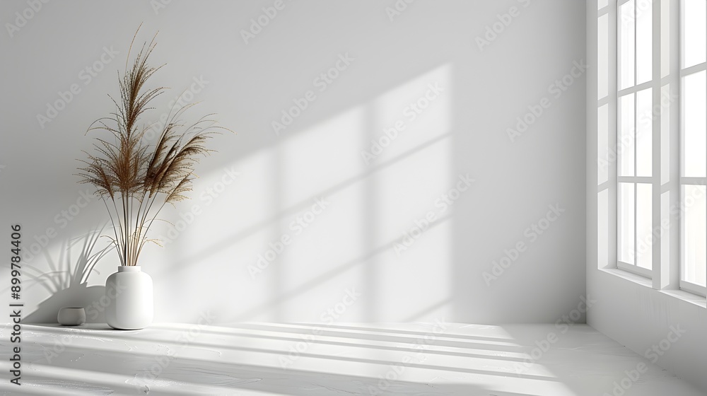Poster minimalist white background with subtle shadows versatile design for product mockups and clean prese
