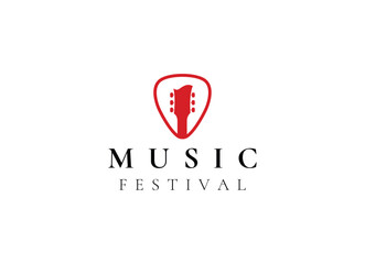 Music Guitar Festival Logo Design Template. Music Festival Logo