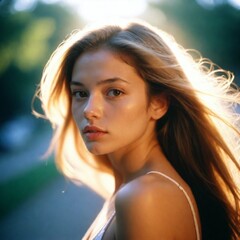 Fototapeta premium Portrait of a girl with her hair down