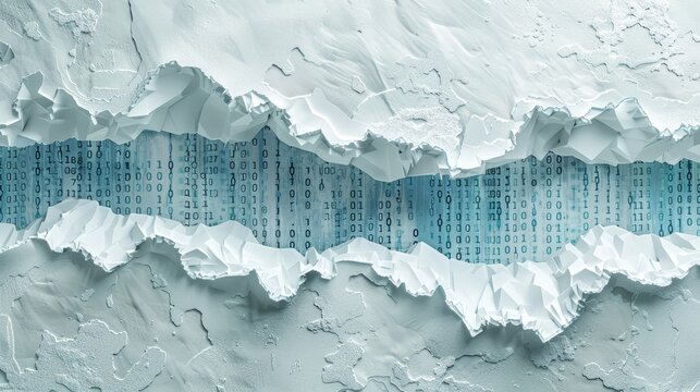 Cybersecurity abstract art with binary codes, robust network security, copy space