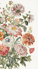 background with flowers summer fence isolated on white background 