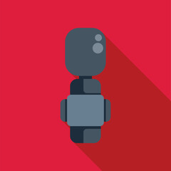 Microphone is capturing sound on a red background with a long shadow