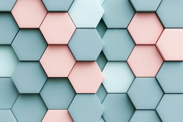 Naklejka premium Stylish hexagonal pattern featuring soft pastel colors, ideal for backgrounds, textures, or modern design projects.
