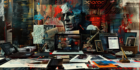 Campaign Manager's Desk: A busy desk with a laptop, phone, maps, and campaign materials.