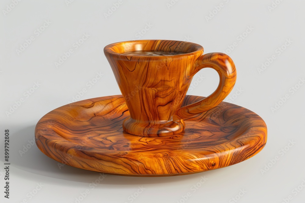 Poster wooden coffee cup with espresso showcasing unique texture and design captured in soft lighting perfe