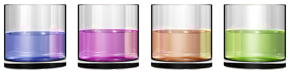 Trinkgläser mit Flüssigkeit, Alkohol, Drink