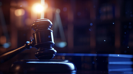 Law theme, gavel or mallet of the judge, lawyer enforcement officers, evidence-based cases taken into account in the court abount business, legislation