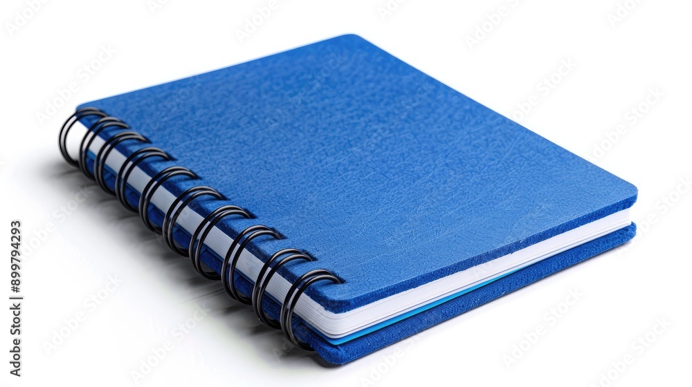Poster blue notebook isolated on white background with shadow and clipping path