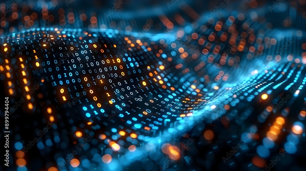 Poster abstract binary code digital background for futuristic tech mockups and designs
