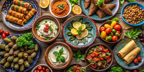 Fototapeta premium A Feast for the Senses: Middle Eastern Cuisine Spread