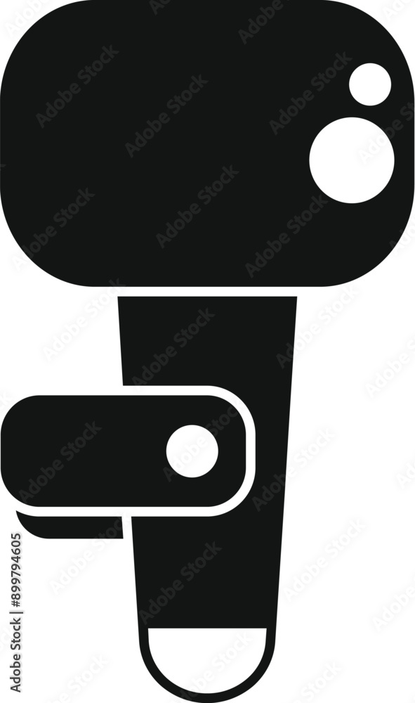 Poster simple icon of a barcode scanner in its cradle, ready to scan products at a retail checkout