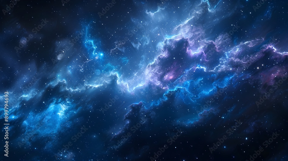 Poster mesmerizing cosmic backdrop with swirling nebulae and gleaming stars for futuristic displays