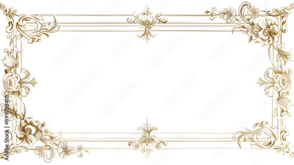 Poster elegant classic rectangular decorative line frame with intricate corner designs for formal certifica