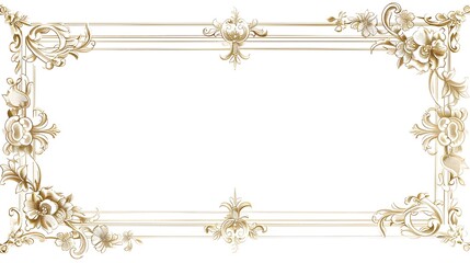 Elegant Classic Rectangular Decorative Line Frame with Intricate Corner Designs for Formal Certificates or Invitations