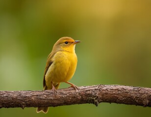 Obraz premium Day Light Golden Hour: Yellow Canary on a Tree High-Quality Captured with Sony 300mm F/2.8 Lens 