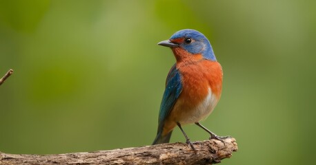 Fototapeta premium Exquisite Sunset Blue Orange Bird Standing on a Tree Captured in High-Quality Detail with Sony 300mm F/2.8