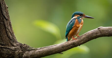 Fototapeta premium Kingfisher Bird Perched on a Tree: Cinematic AI-Enhanced Shot