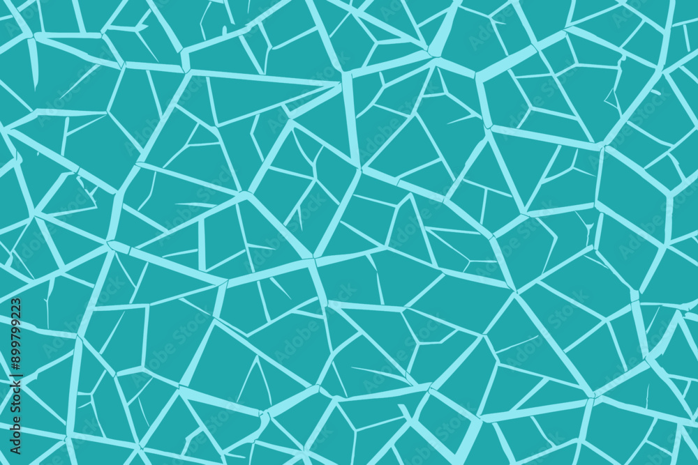 Poster shattered teal geometry: a captivating abstract background of a teal surface fractured by a web of b